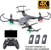 XS816 Battleshark drone met camera - 4K camera - met optical flow sensor - Gratis killerbee video handleiding / tutorials - 3 batterijen 60 minuten vliegtijd! - 2 camera's - NL handleiding