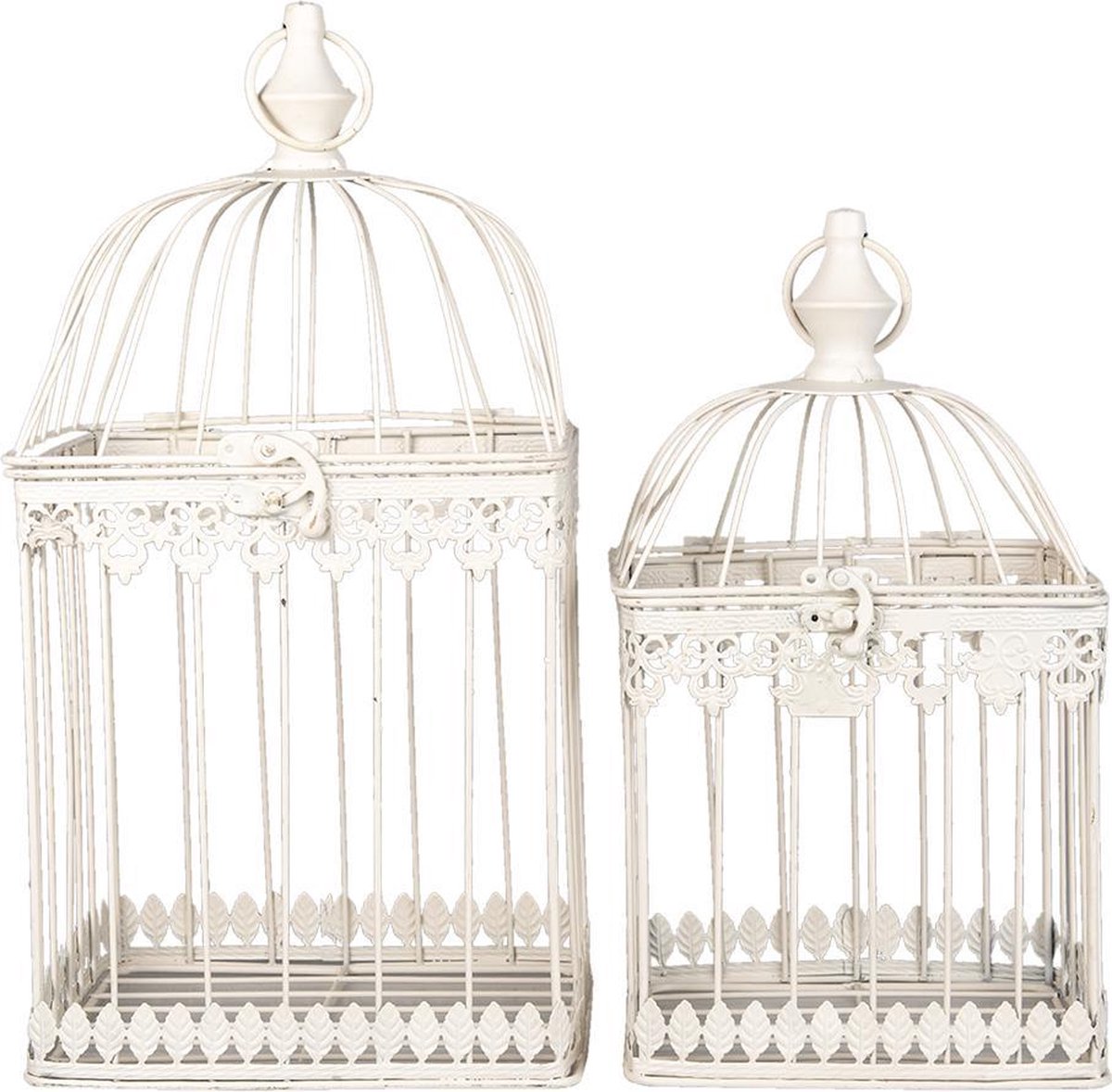 Decoratie vogelkooi (set van 2) 21*21*42 / 18*18*32 cm Bruin | 6Y4278 | Clayre & Eef