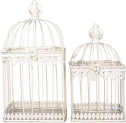 Decoratie vogelkooi (set van 2) 21*21*42 / 18*18*32 cm Bruin | 6Y4278 | Clayre & Eef