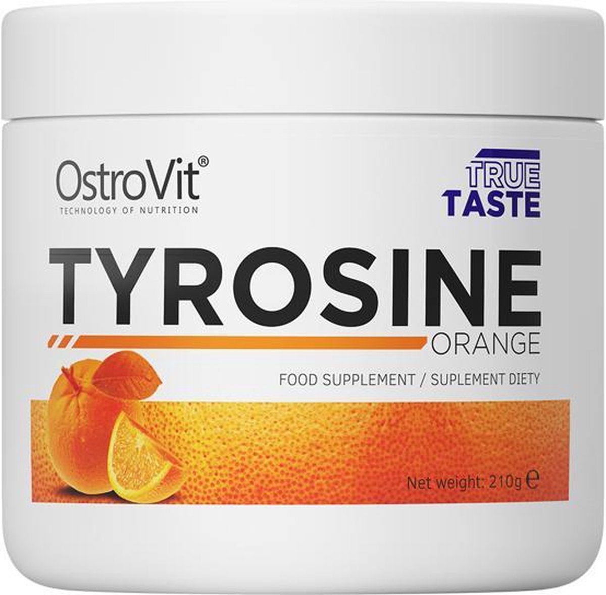 Aminozuren - Tyrosine Powder 210g OstroVit - Orange + GRATIS Bulk Shaker 700ml