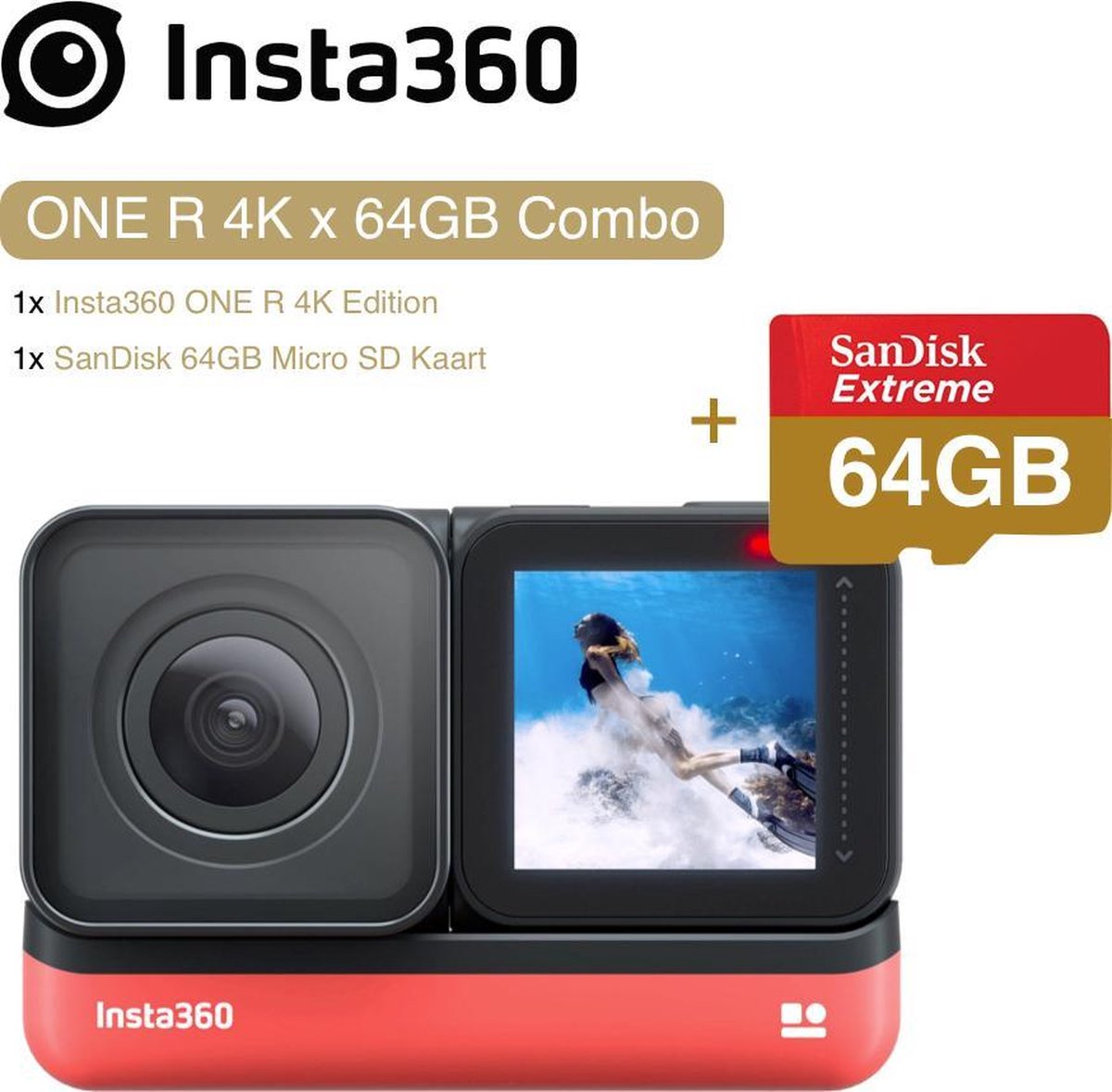Insta360 ONE R 4K met 64GB microSD starterset