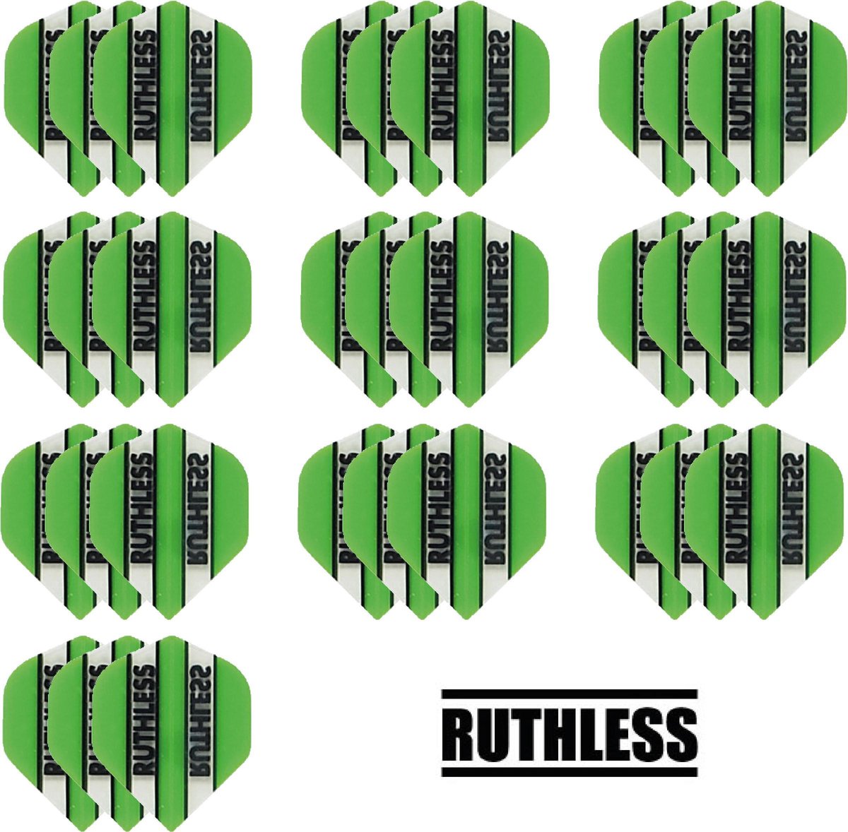 deDartshop 10 Sets (30 stuks) Ruthless flights Multipack - Van Gerwen Groen - darts flights