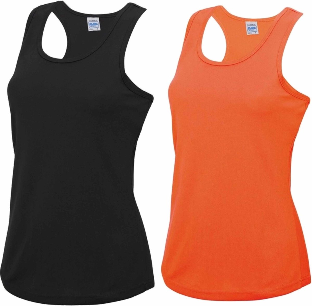 Voordeelset -  oranje en zwart sport singlet voor dames in maat X-large(42) - Dameskleding sport shirts