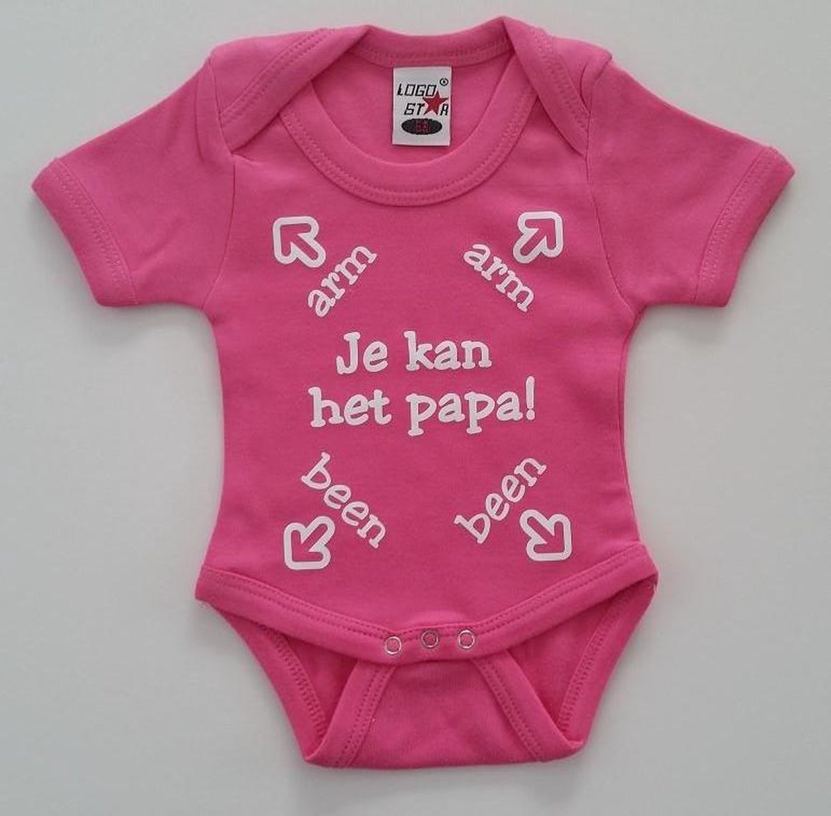 Romper met tekst | maat 56 | Je kan het papa | Fuchsia roze