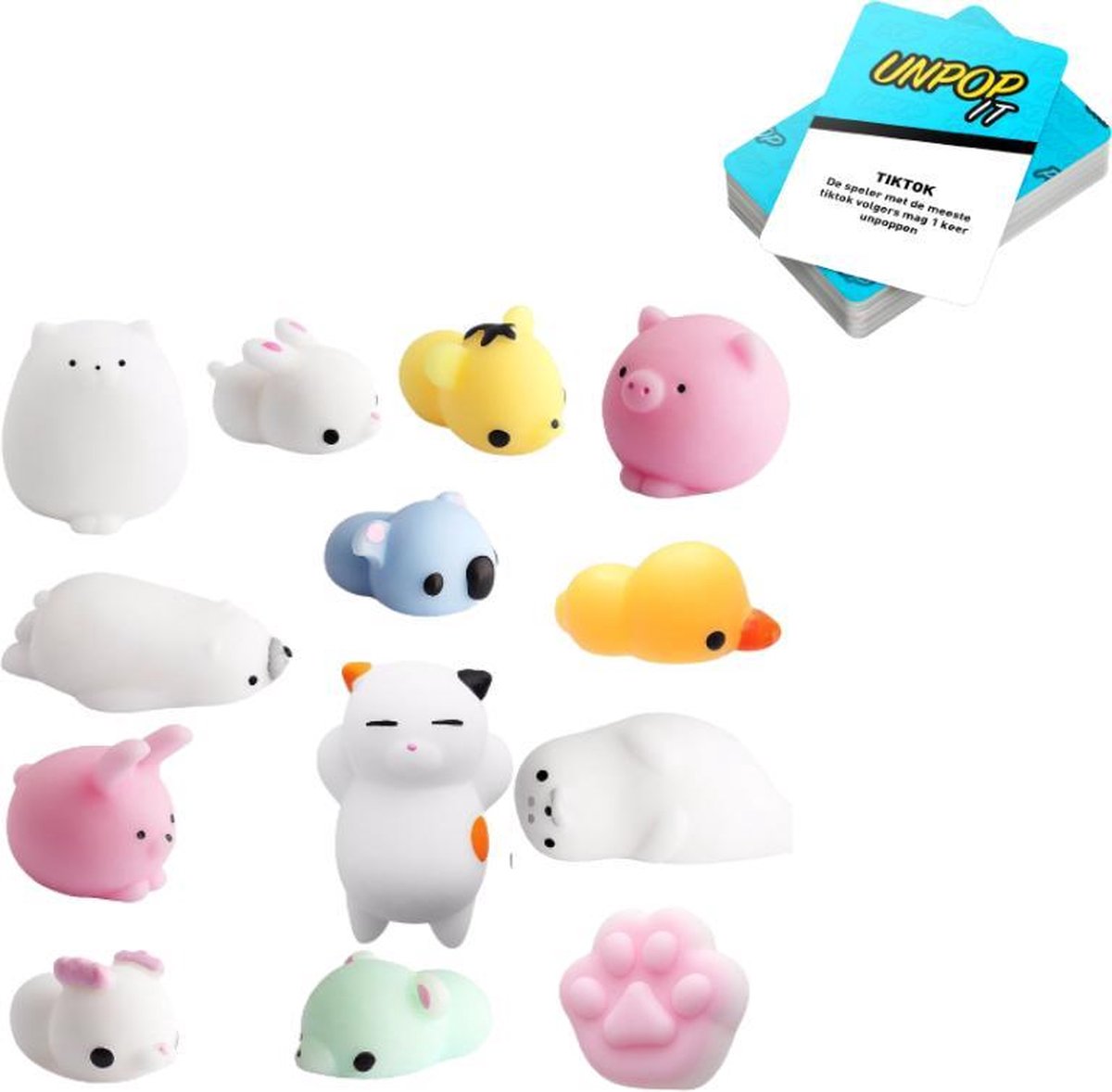 Mochi Squishy®️ - Fidget toys pakket - Mochi - Unpop it! Kaartspel - set van 14
