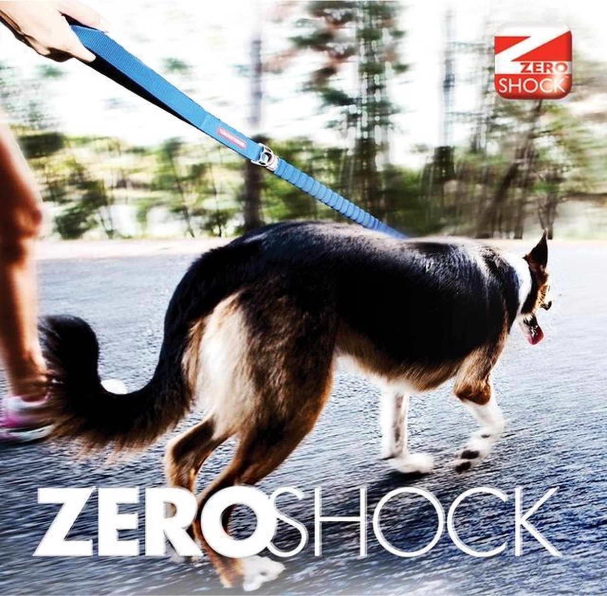 EzyDog Zero Shock - Korte Hondenriem - 64cm - Grijs
