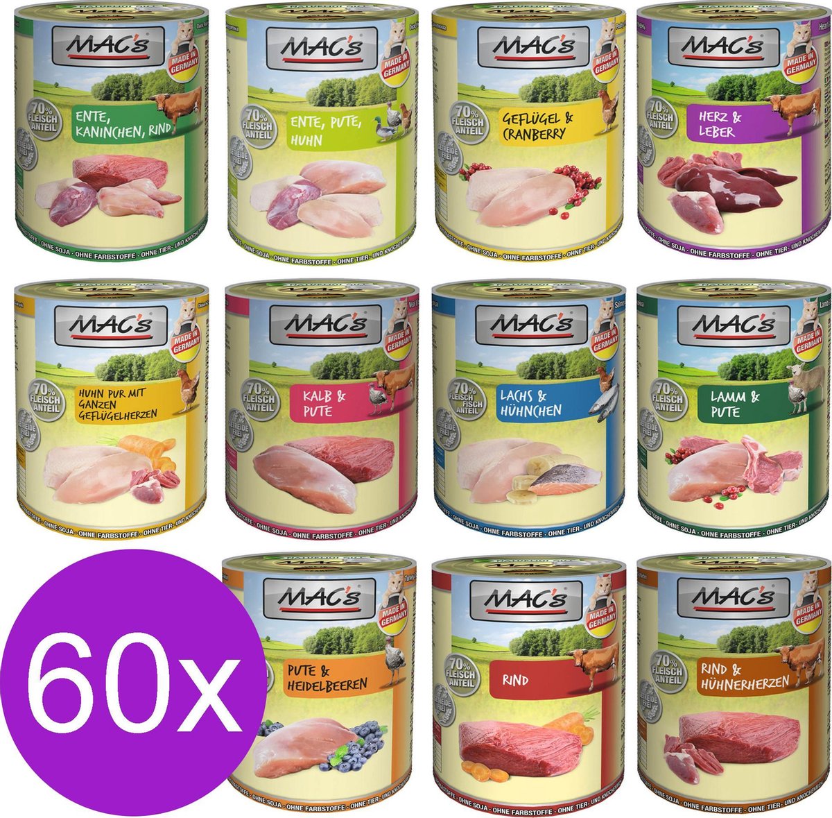 MAC’s Kattenvoer Natvoer Blik Mixpakket 60 x 400g + kattensnoepjes
