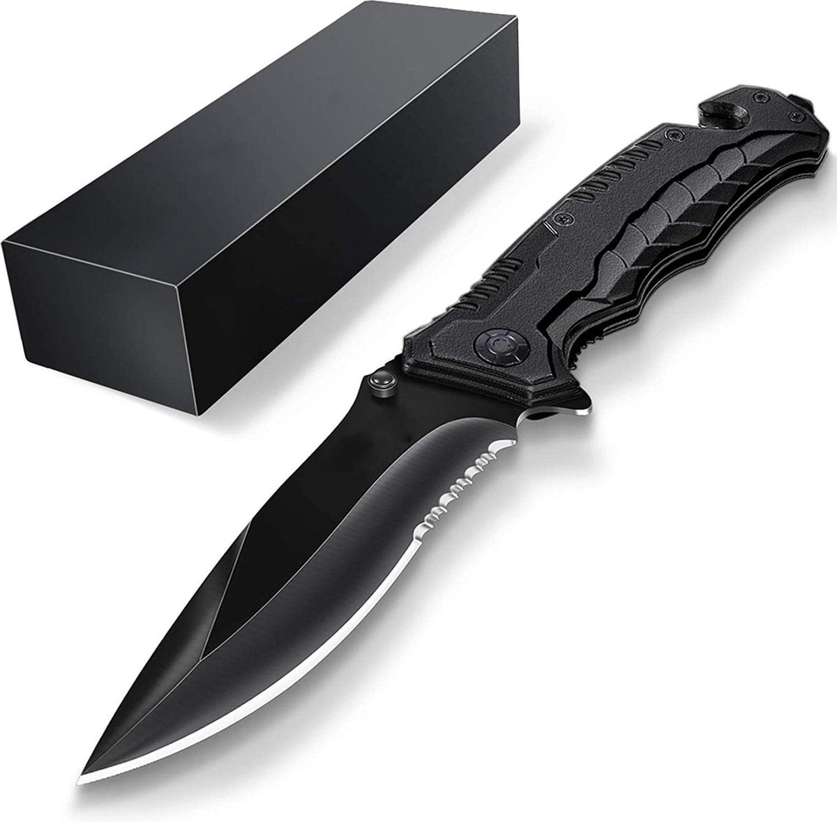 Sefaras Survival Zakmes - 3-1 Zakmes - Inklapbaar - Titanium Mes - Voor kamperen - RVS - Zwart