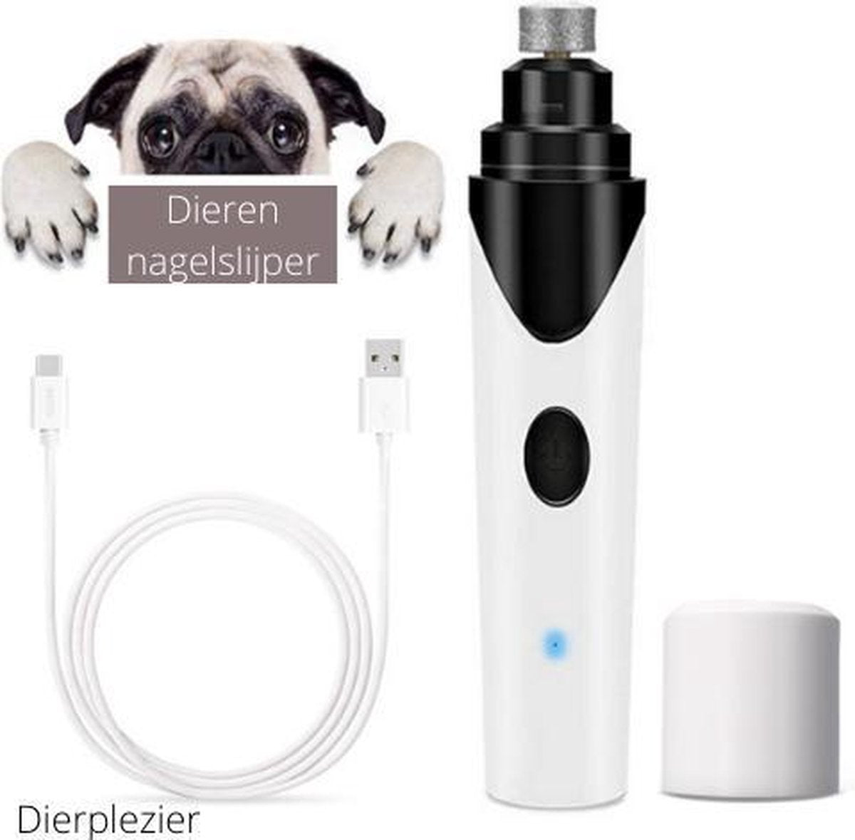 Dierplezier - Nagelschaar hond – Oplaadbare nagelschaar - Ultra stil - Nagelvijl - Nagelslijper voor huisdieren - Nagelschaar huisdier - Veilige nagelvijl huisdieren - Nageltang voor huisdieren - Nagelvijl huisdier - GRATIS SPEELTOUW