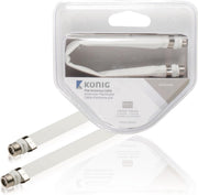 Flat antenna cable F female - female 0.20 m white