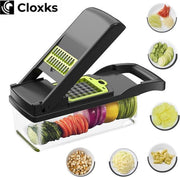 Cloxks – Groentesnijder – Mandoline – Uiensnijder – Uienhakker – Keukenmachine – Slicer dicer – Frietsnijder – Patatsnijder – Keukengerei – Zwart