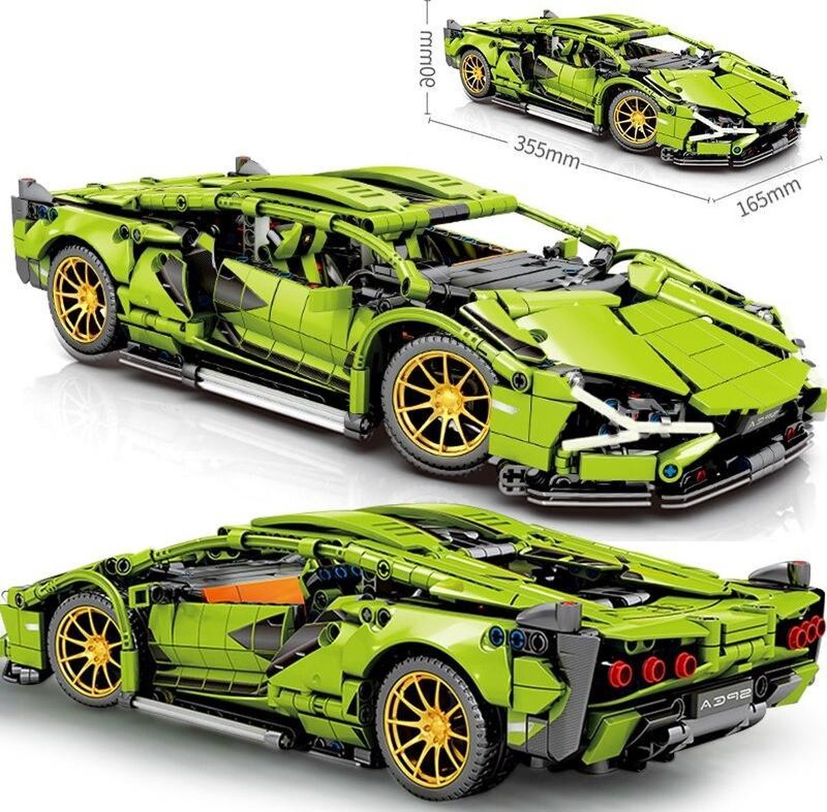 Sportwagen Groen - Bouwstenen Set - Technic Lamborghini Race Auto - 31cm Lang - Draaibare Wielen - 900 Blokjes - Geschikt voor LEGO - Constructie Speelgoed