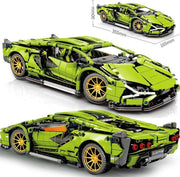 Sportwagen Groen - Bouwstenen Set - Technic Lamborghini Race Auto - 31cm Lang - Draaibare Wielen - 900 Blokjes - Geschikt voor LEGO - Constructie Speelgoed