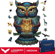 Luminero™️ - Jigsaw Houten Puzzel - Uil Medium Formaat – Wooden puzzle - Leuk voor volwassenen - Unieke vormen - Educatieve puzzels - Fantastisch cadeau voor vrienden en gezinnen - Huisdecoratie - Giftbox
