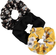Sarlini Haarelastiek Scrunchies Zwart / Geel | 3 stuks