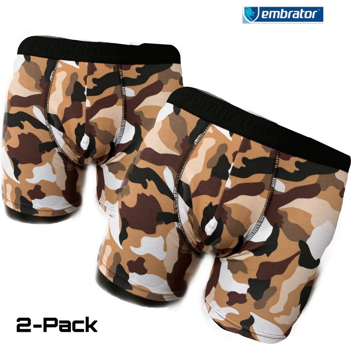 Embrator 2-pack mannen Boxershort overall print camouflage bruin maat 2XL