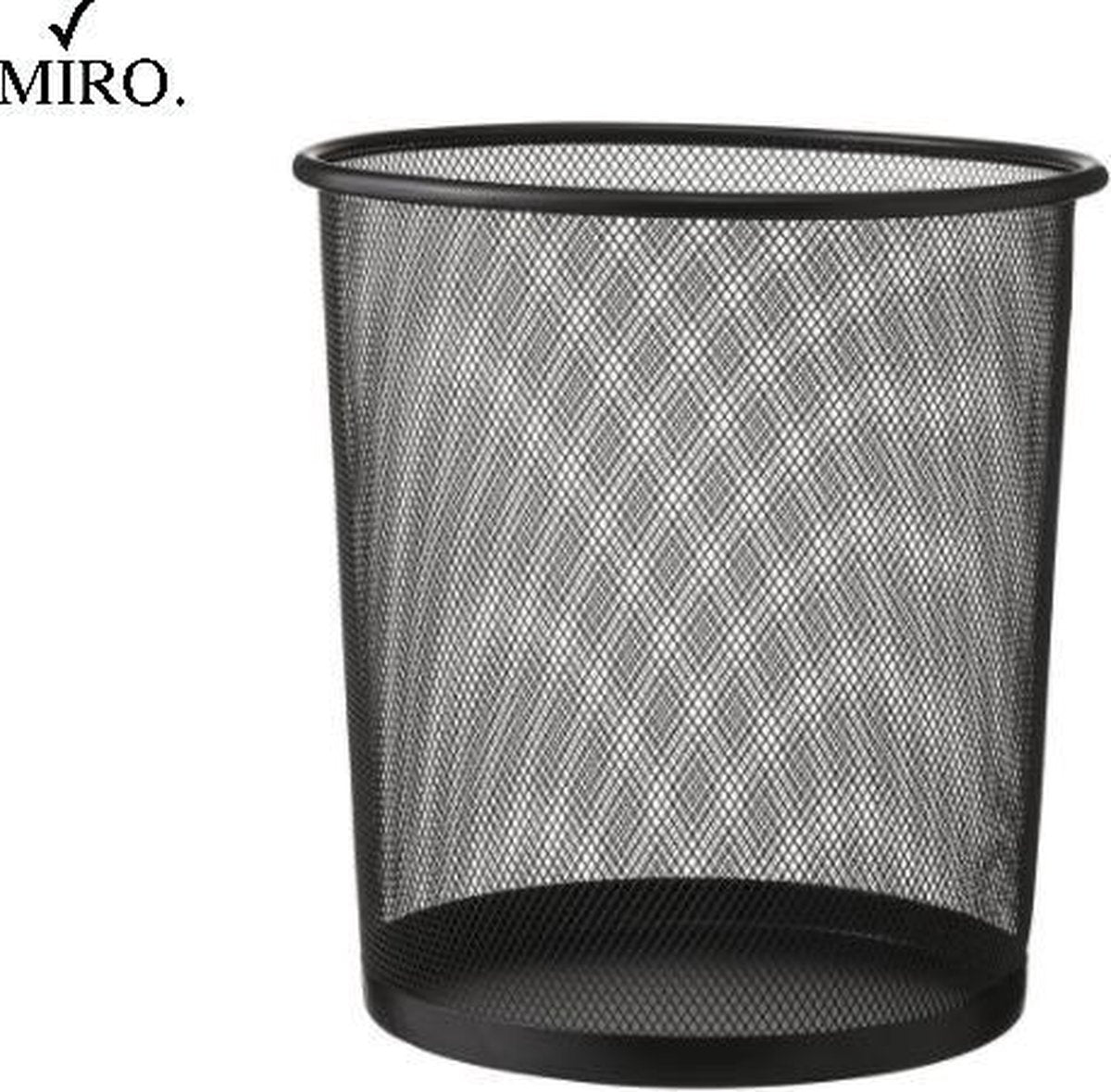 MIRO Prullenbak Papiermand Kantoor Papierbak Mesh Metaal Onbedekt Rond Bureau Zwart 16L
