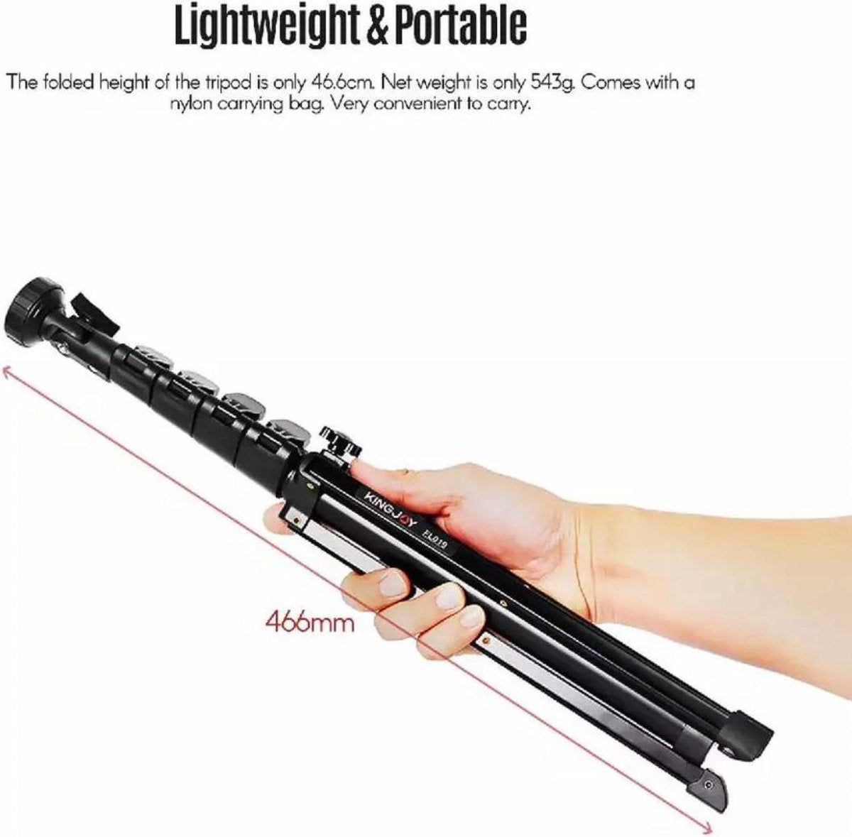 HiCHiCO Tripod Camerastatief 135Cm voor fotocamera en telefoon - iPhone - Canon - Nikon - GoPro -Spiegelreflexcamera Inclusief telefoonhouder + Bluetooth shutter en 360 ° Draaigreep horizontaal – Tripod - Smartphone Statief