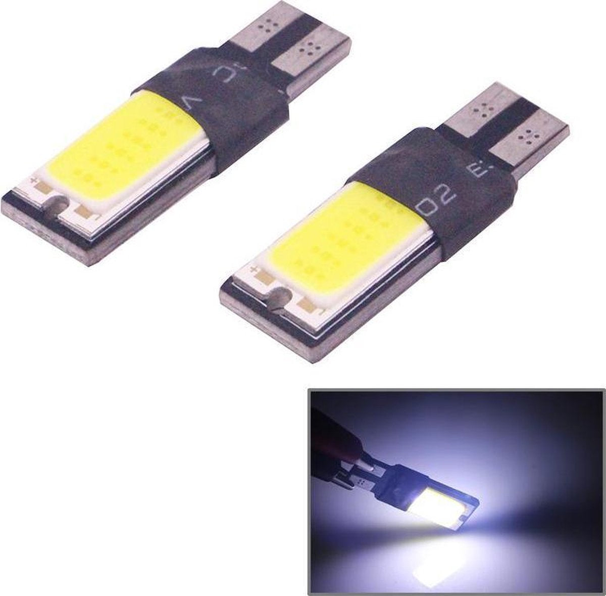 2 STKS T10 3W 160-180LM 2 LED Ice Blue COB LED Decoderen Auto-opruimingslichten Lamp