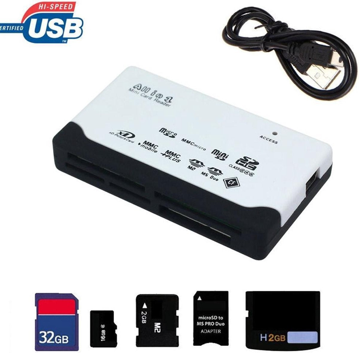 Goodlux Geheugenkaartlezer - All in one kaartlezer - Memorycard reader - CF/TF/MS/M2 - (Micro) SD kaart - Cardreader