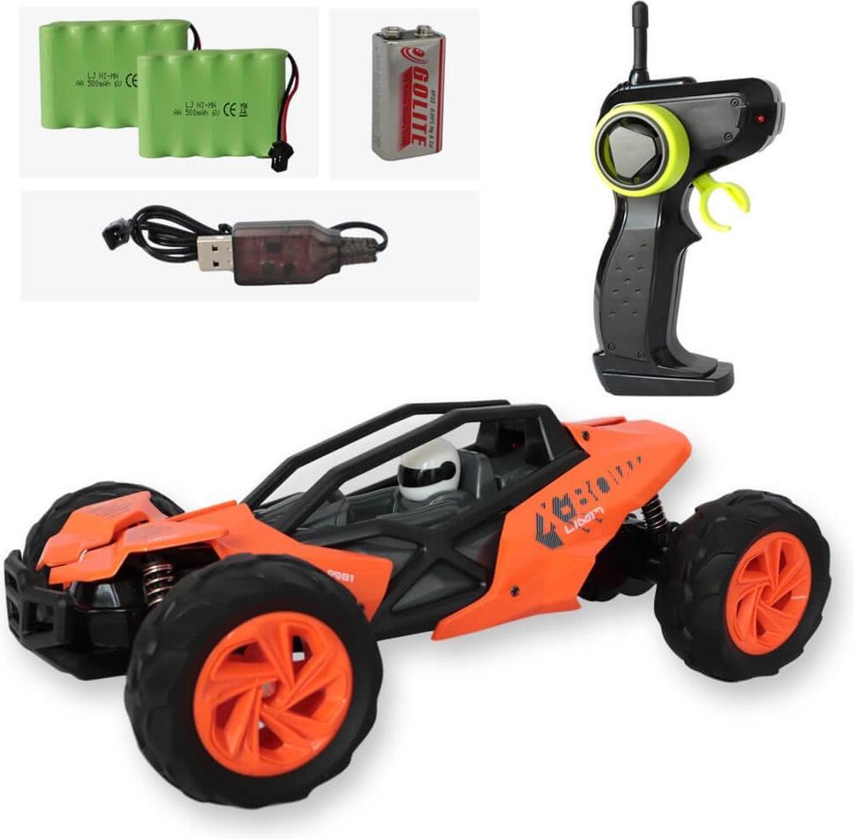 Bestuurbare auto - Open buggy in de kleur oranje + EXTRA ACCU - Stevige 2