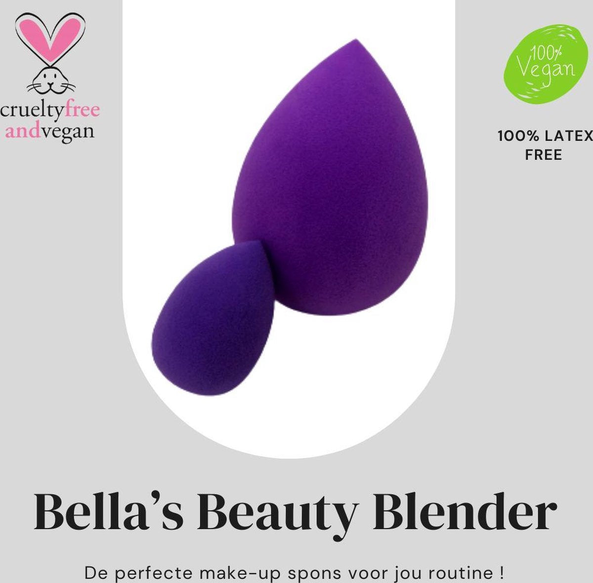 Bella's Beauty | Beauty Blender | BeautyBlender | Make-up Spons | Foundation Spons | Make-up | Vegan | Latex vrij | Make-up ei | applicator make up | Roze | Paars |