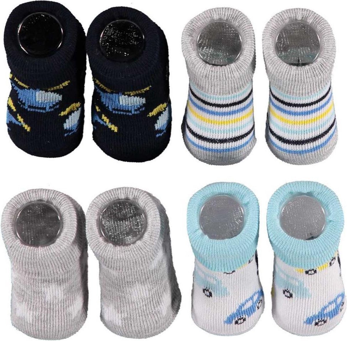 Apollo Babysokken Giftbox New Born Katoen Zwart/grijs 4 Paar