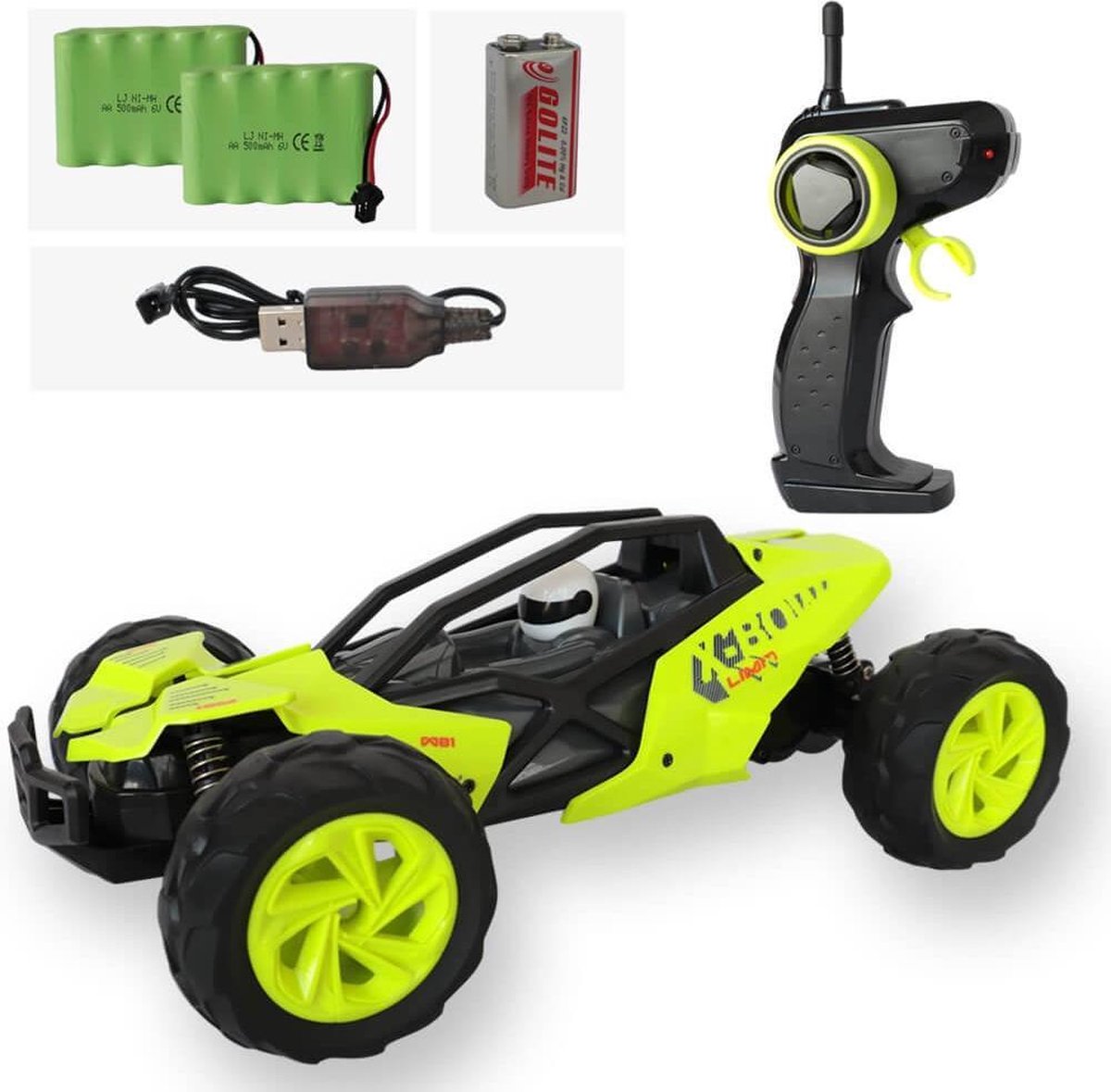Bestuurbare Offroad Auto + EXTRA ACCU - Licht groene RC auto voor jongens - Schaal 1:14 - 31x18.5x12.5cm