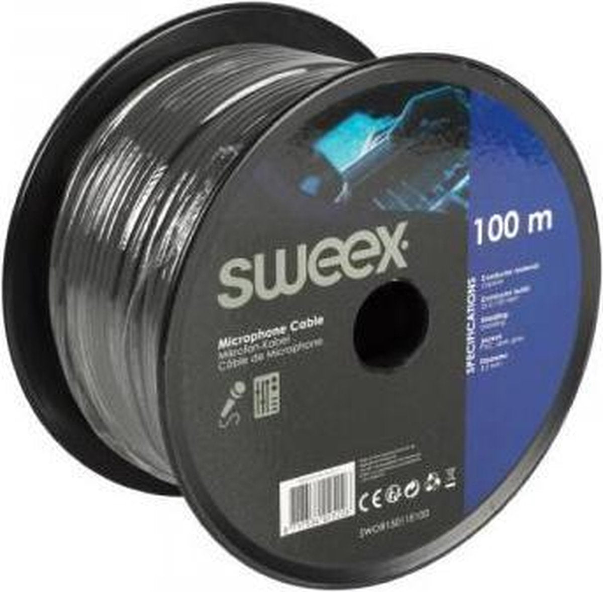 Microphone Cable on Reel 100 m Dark Grey