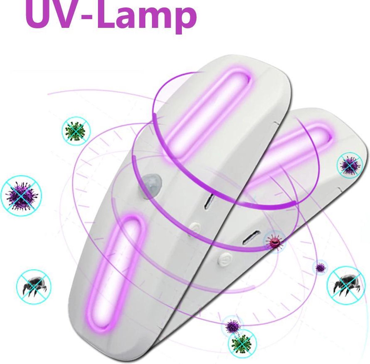 Belesy® DUO UV LED lamp - 12 LED’s - Oplaadbaar – Bewegingssensor - USB kabel – Bevestigingsmateriaal - Wit