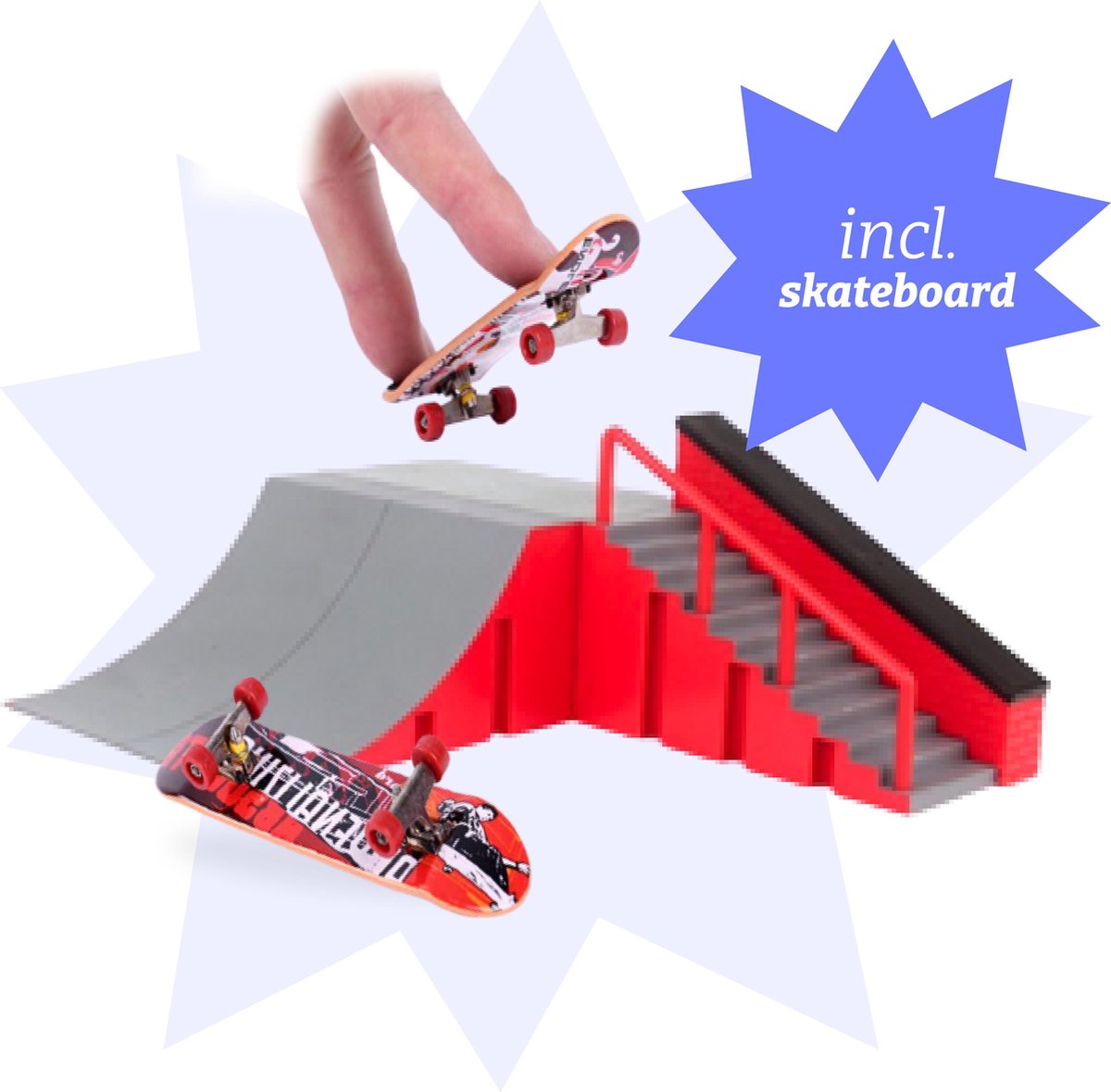 Fingerboard Skatepark voor Kinderen - Vinger Skateboard – Speelgoed Cadeau – Duo Ramp - Mini Skateboard Vingers – 3 jaar en ouder