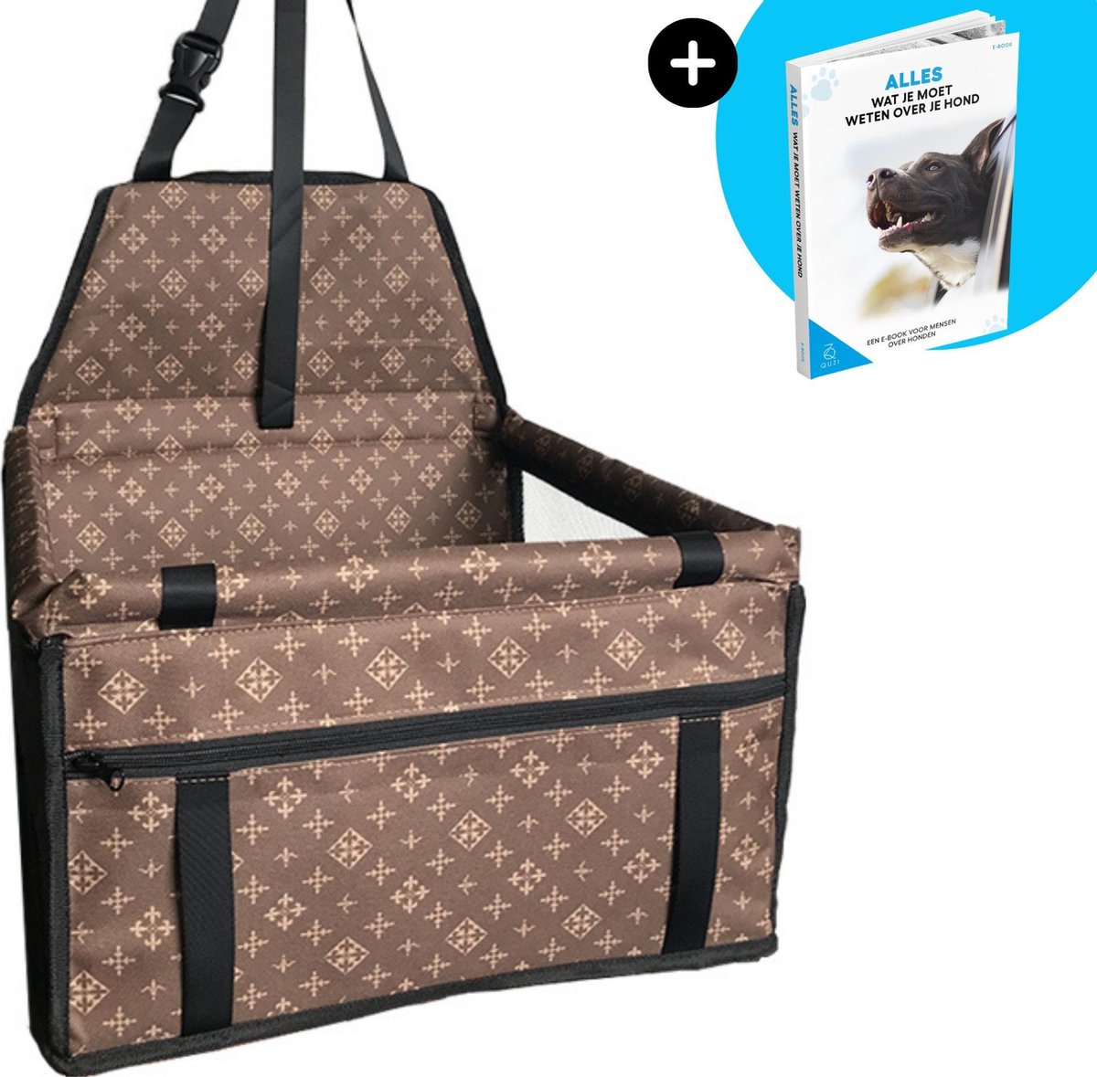 Autostoel Hond Opvouwbaar & Waterdicht voor Onderweg - Hondenmand Auto - Autobench - Hondenstoel - Incl. e-book - Quzi®