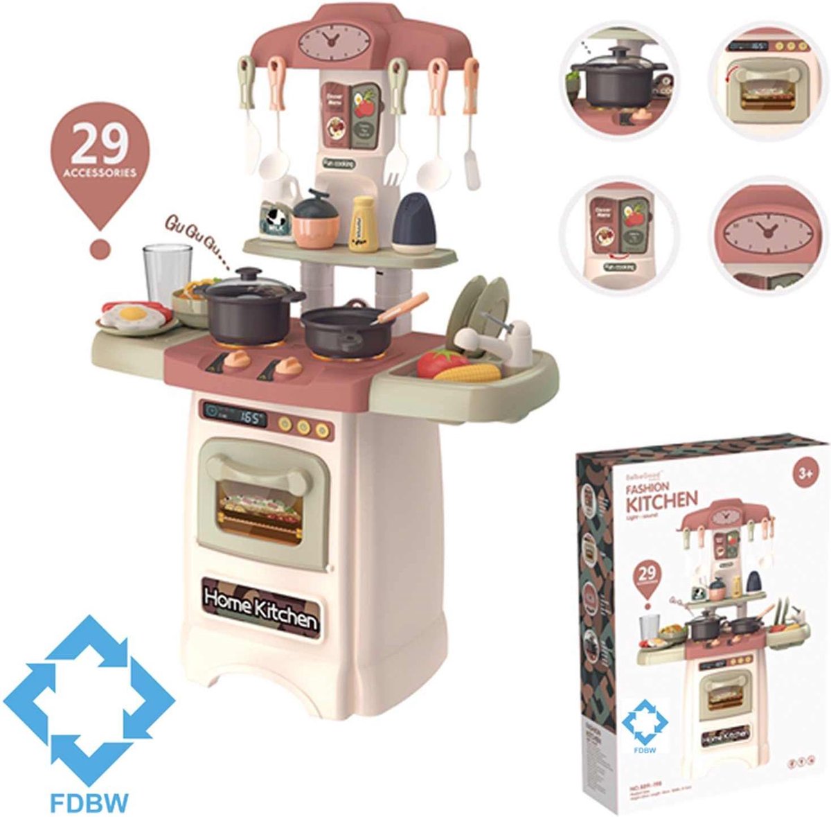 Speelgoed Keuken – Interactief  | Keukentje Speelgoed  – 45x22x62 cm – Beige | Speelgoed Kinderen - Keuken | Keuken Spelen