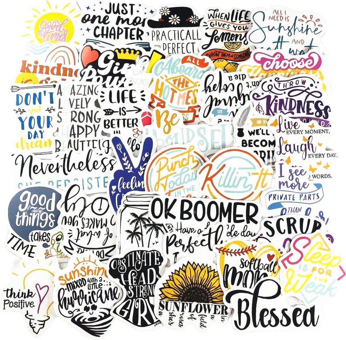 Winkrs - Stickermix met Leuke Teksten - Stickers 50 stuks - Quotes
