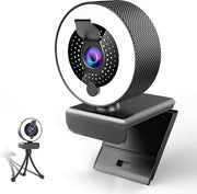 1080P Webcam met Ring Licht Fixed Focus Edition - Licht Ring Webcam met Microfoon - Webcam met Klepje - Streaming Webcam  - Full HD webcam - Meeting Conference - Anti Ruis Webcam - Windows & Apple/Mac - Vergaderingscamera - Twitch - Teams - Zoom