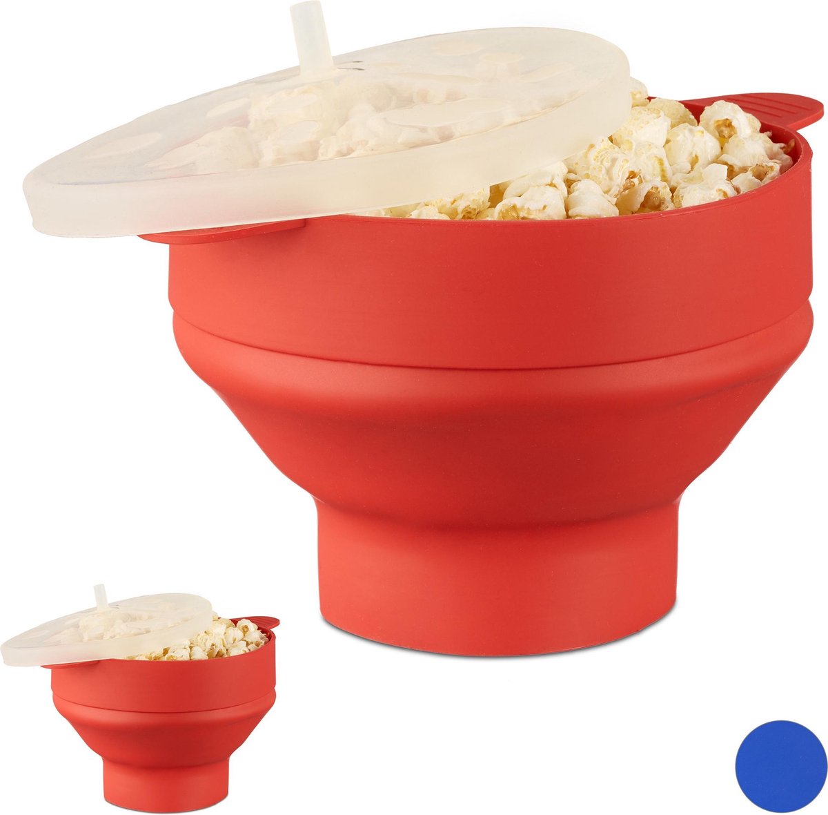 relaxdays 2 x popcorn maker silicone - magnetron - popcorn popper - opvouwbaar – silicone