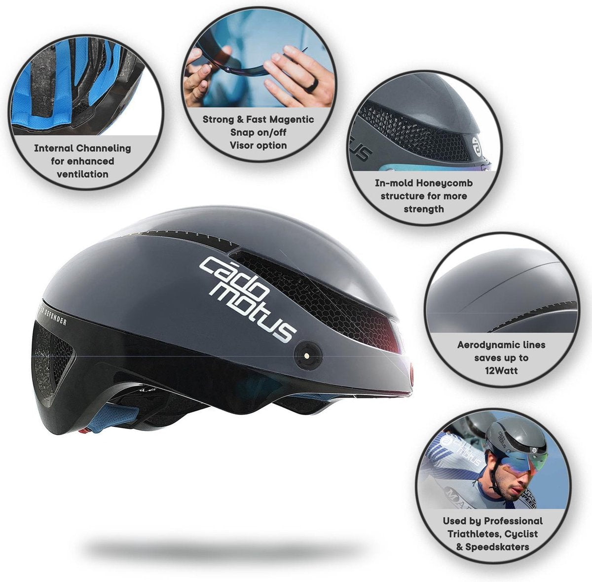 Omega Aerohelm | Schaatshelm | Fietshelm | Triathlon (Grijs -S 50-55cm)