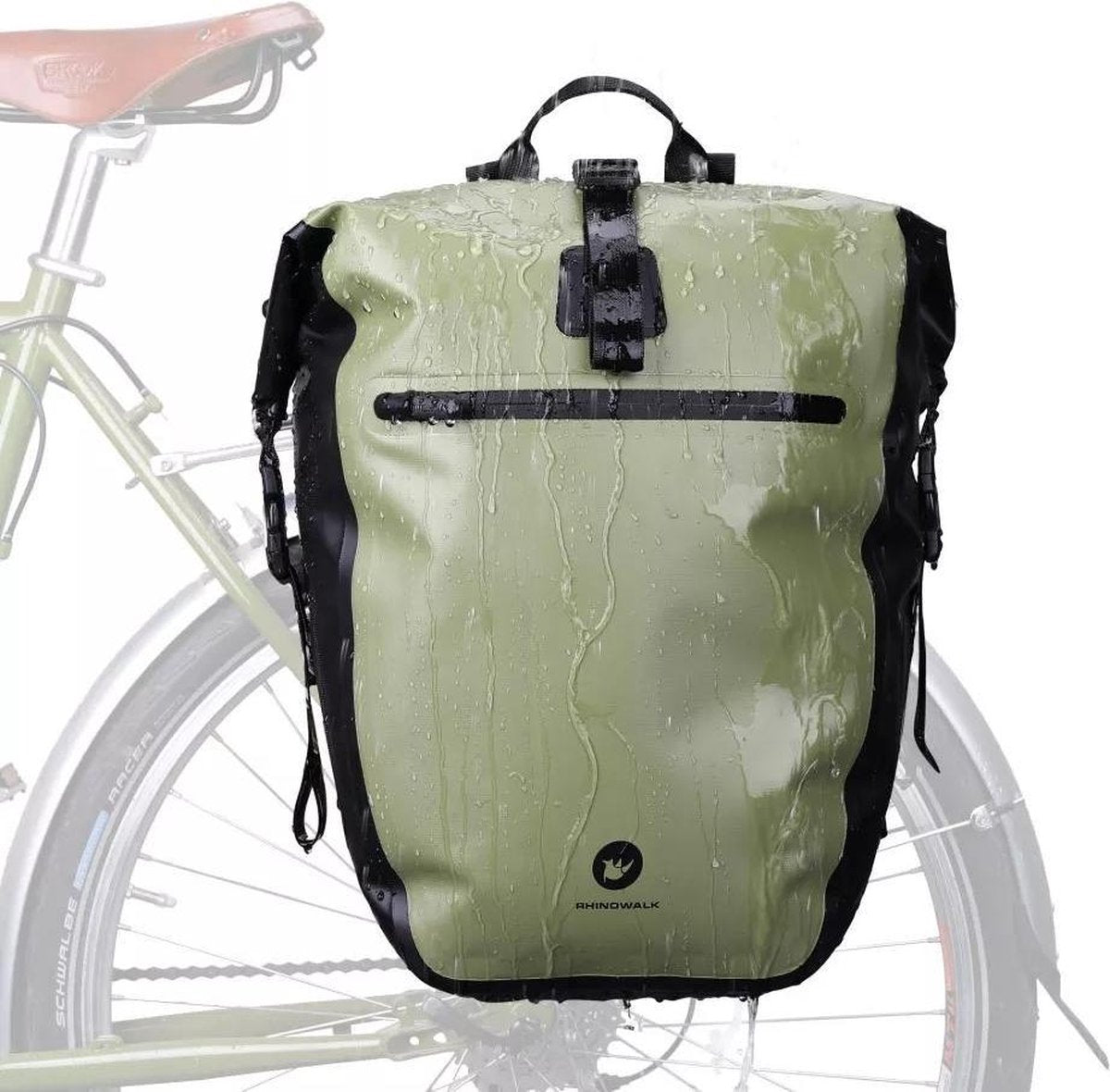 Rhinowalk® 3 in 1 Fietstas Enkele Waterdicht - Reis Fietstassen - Fietstassen Enkel 30L - Fietstas en Rugzak - Groen