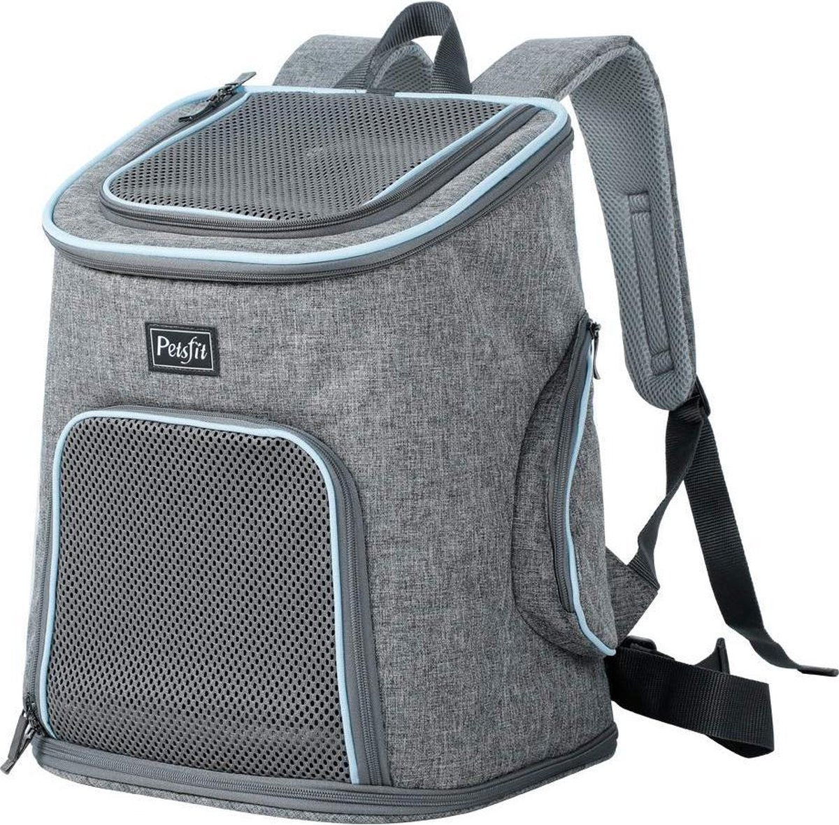 Rexa® Hondentas Reis tas rugzak grijs/blauw voor honden en katten | huisdier kat vervoer | kattentas transport meenemen vakantie | hondendrager | carrier