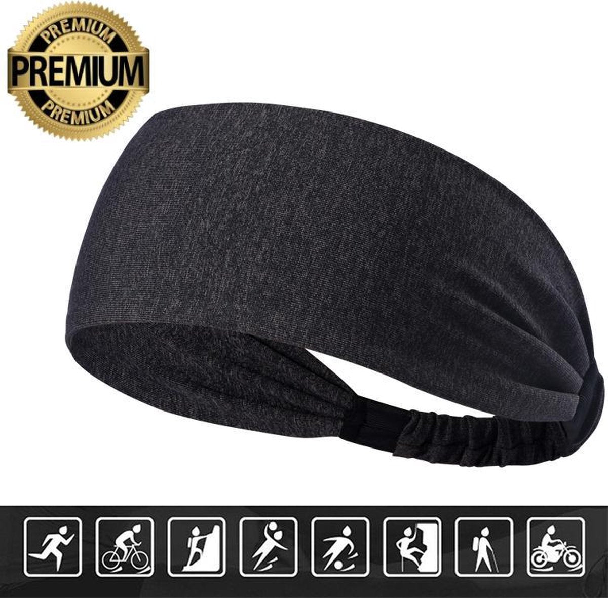 Haarband – Sporthaarband – Fitness - Yoga Haarband – Zweetband – Hoofdband – Dames Haarband – Heren Haarband - Bandana - Zwart