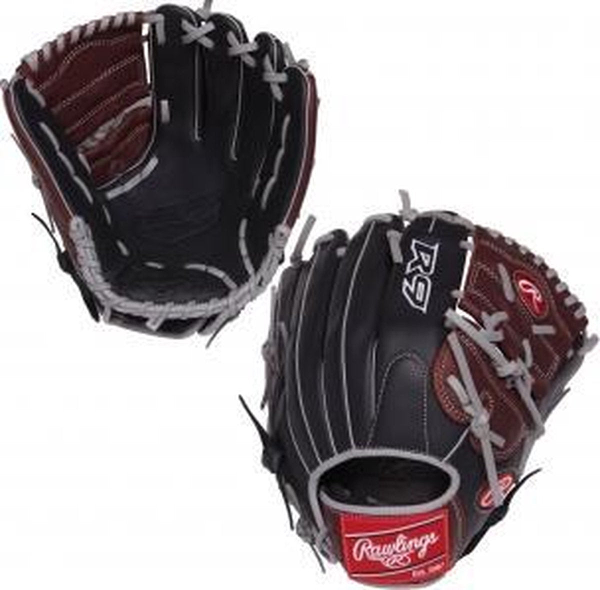 Rawlings R9206 Serie Honkbalhandschoen - Zwart/Grijs/Rood - 12 inch