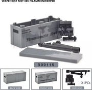 X35 - Duitse wapenkist "Vlammenwerper" - Custom printed - WW2 Bouwstenen - Lego fit - WW2 - Soldaten - Militair - Tank - Army - Bouwstenen - Wapens - Geweren - Brick - Tweede Wereld Oorlog - Mini-figures - Leger - Duits - Navy Seals