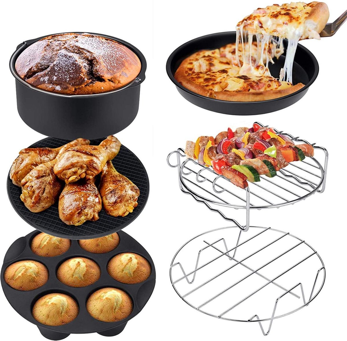 Melite - 6 stuks Heteluchtfriteuse accessoires - XL XXL