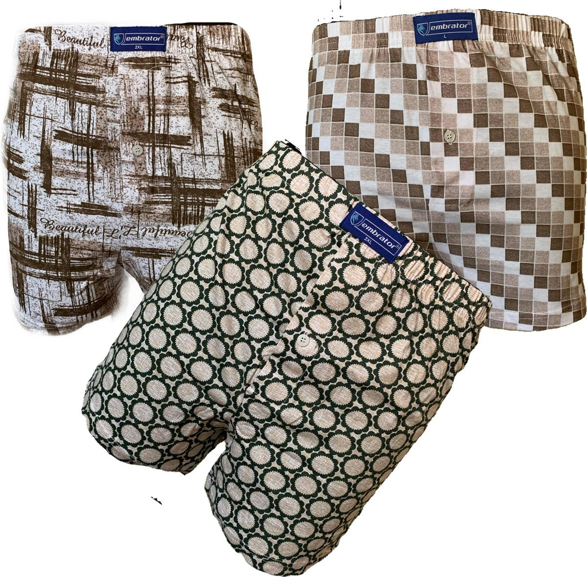 Embrator 3-stuks mannen Boxershorts Loose Fit katoen maat XXL