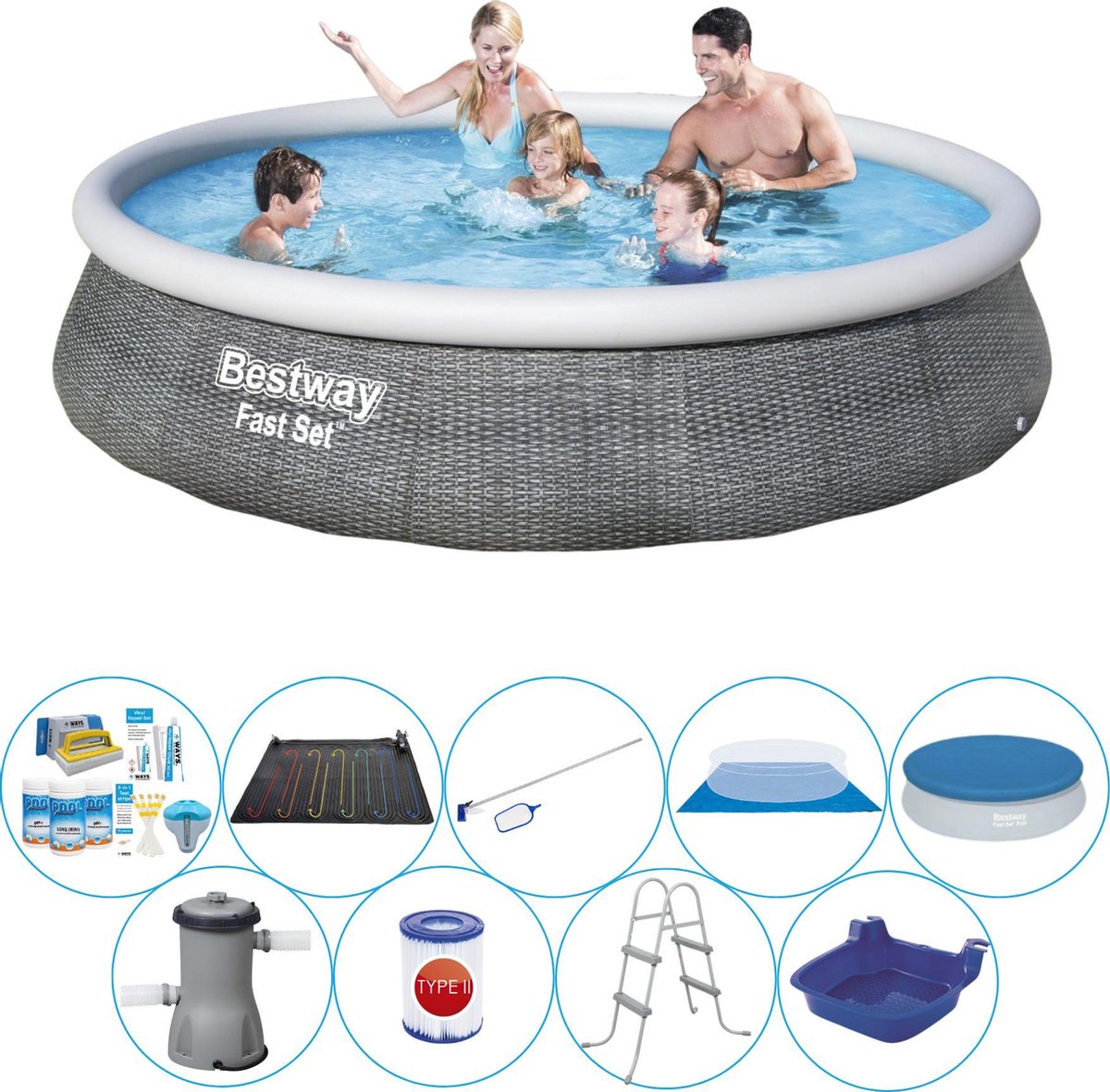 Bestway Fast Set Rattan Rond 396x84 cm - Slimme Zwembad Deal