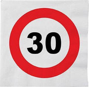 Verjaardag feestartikelen tafel dekken set 30 jaar verkeersbord/stopbord thema - 16x bordjes - 16x bekertjes - 16x servetten