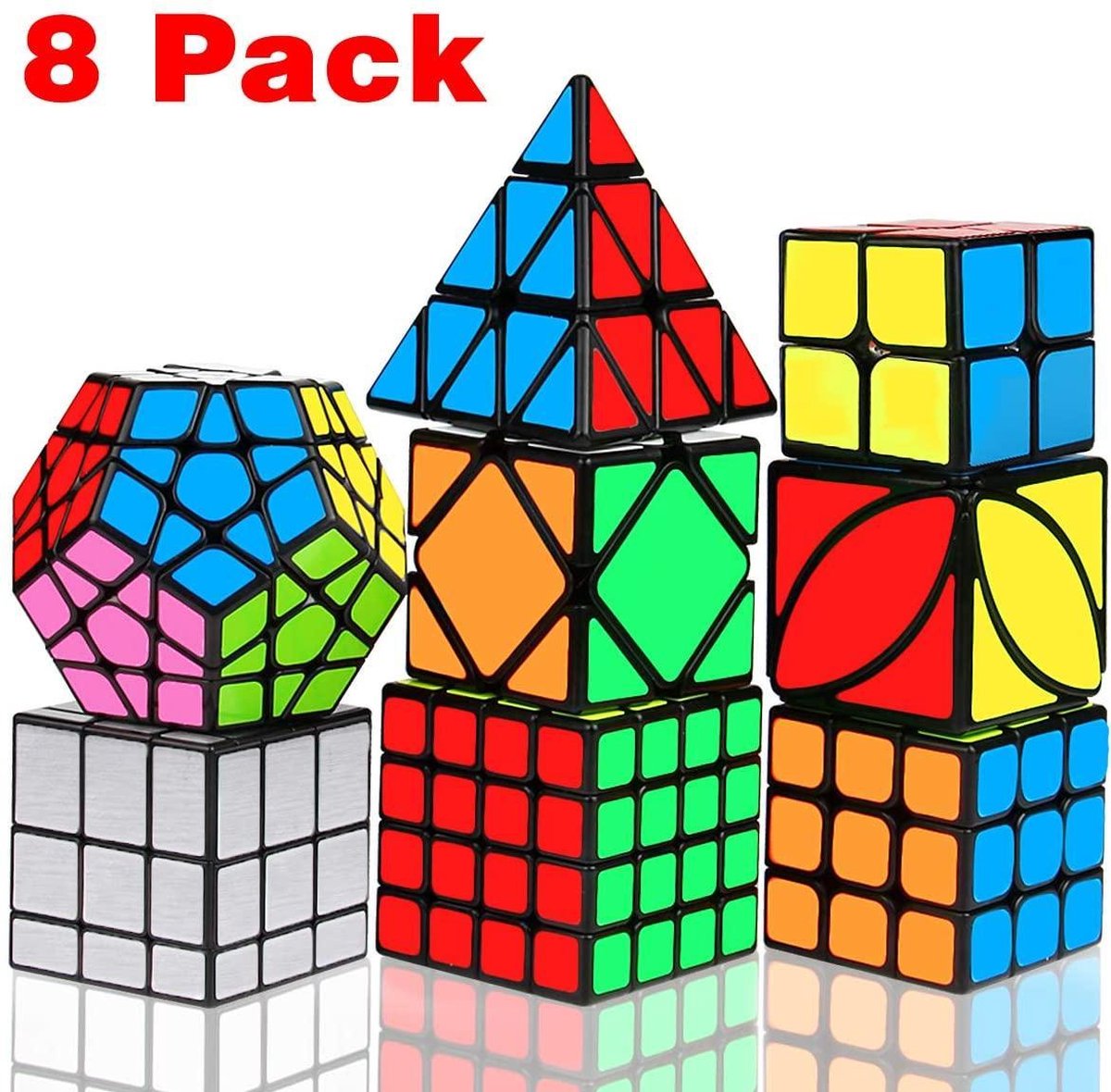 Speed Cube - Speed Cube Set 8 stuks - Speed Cube Giftset - Magic Cube - Kubus Puzzel  - Breinbrekers - voor kinderen en volwassenen