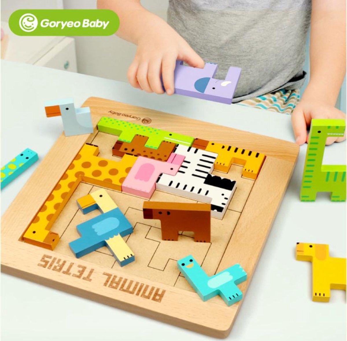 Tetris Blokken Dieren Tangram - Vormen Puzzel - Houten Speelgoed Tetris Spel - Educatief Puzzel voor Ruimtelijk Inzicht