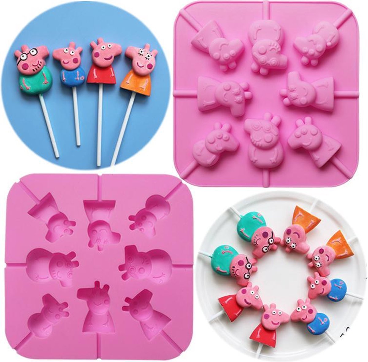 ProductGoods - Siliconen Peppa Pig Bakvorm - 8 Stuks - Bakvormen - Siliconen bakvormen