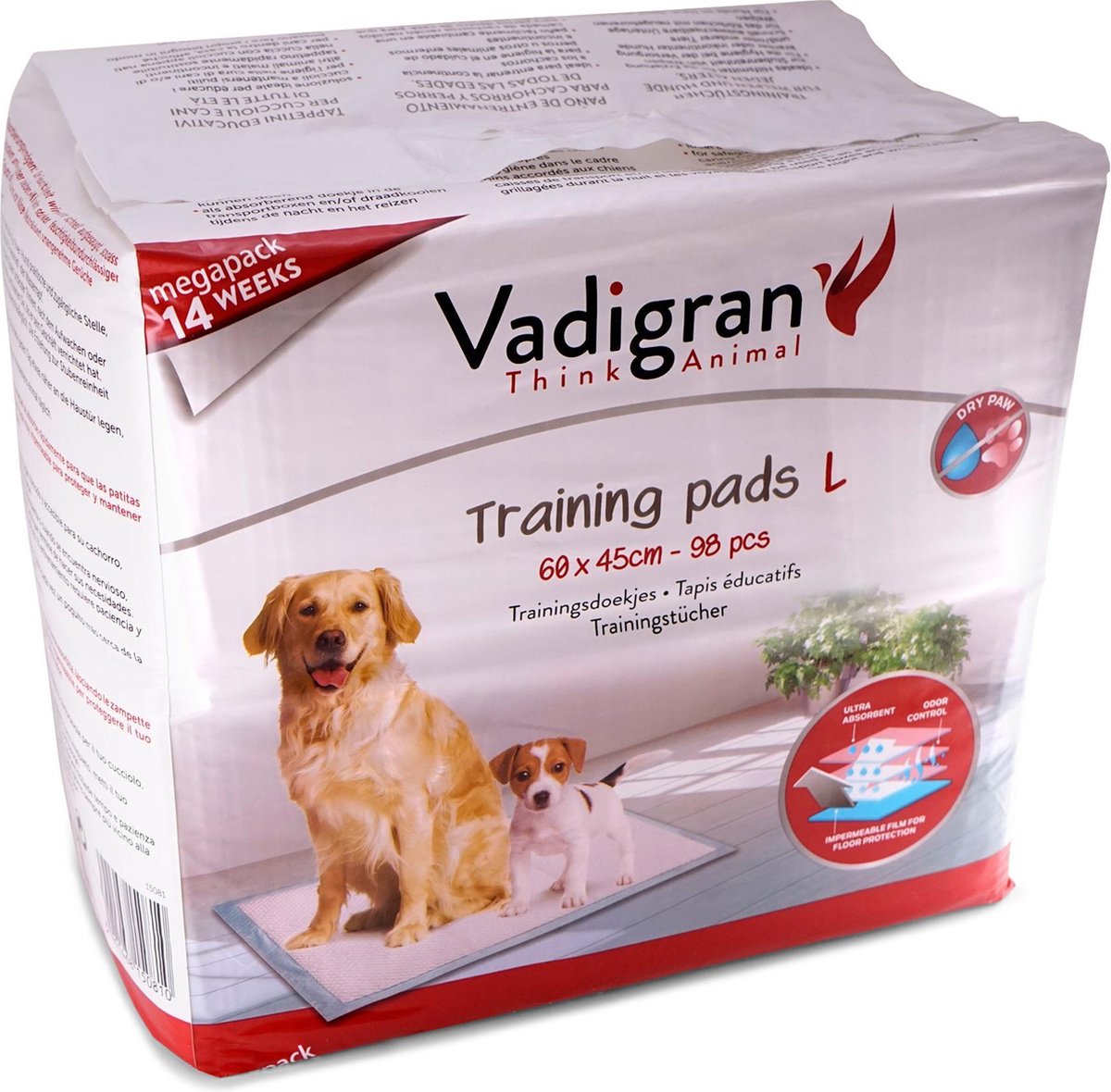 Vadigran Trainingsdoekjes Hond 98 stuks - 60x45cm